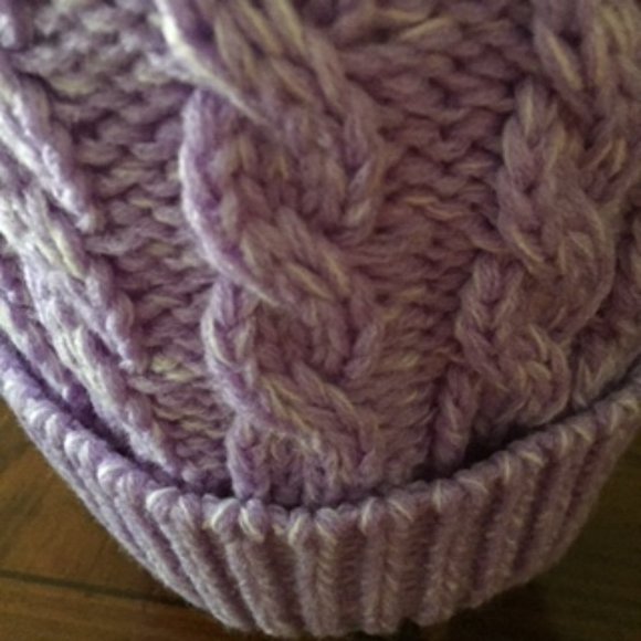 JUST COZY KNIT HAT BONNET.  One size fits.  Color:  Purple - Picture 2 of 3